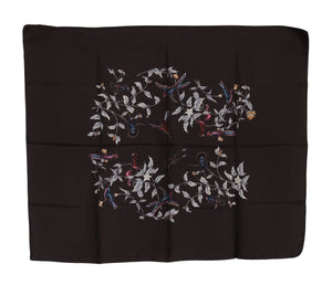 Dolce & Gabbana Brown 100% Silk Bird Print Wrap 80cm X 102cm RRP Scarf