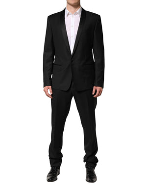 Dolce & Gabbana Black Wool Men Single Breasted 2 Piece Suit