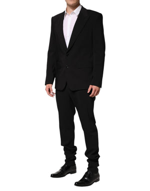 Dolce & Gabbana Black Cotton Single Breasted 2 Piece Suit
