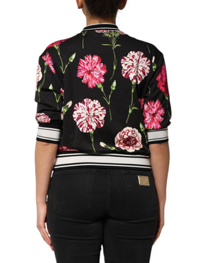 Dolce & Gabbana Black Floral Print Cotton Short Sleeves Top