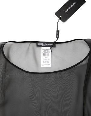 Dolce & Gabbana Black See Through Silk Chiffon Lace Blouse Top