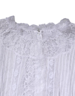 Dolce & Gabbana White Cotton Floral Lace Long Sleeves Top