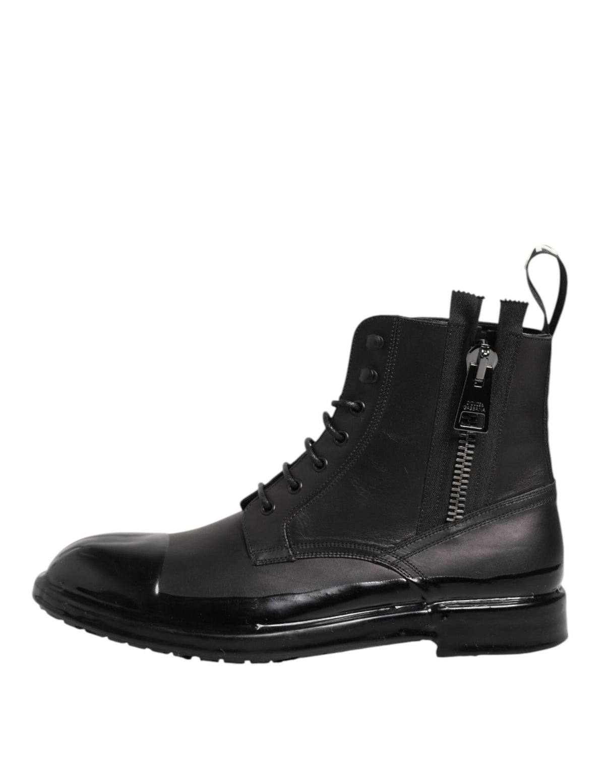 Dolce & Gabbana Brown Black Lace Up Mid Calf Men Boots Shoes