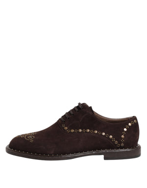 Dolce & Gabbana Brown Velvet Lace Up Oxford Dress Shoes