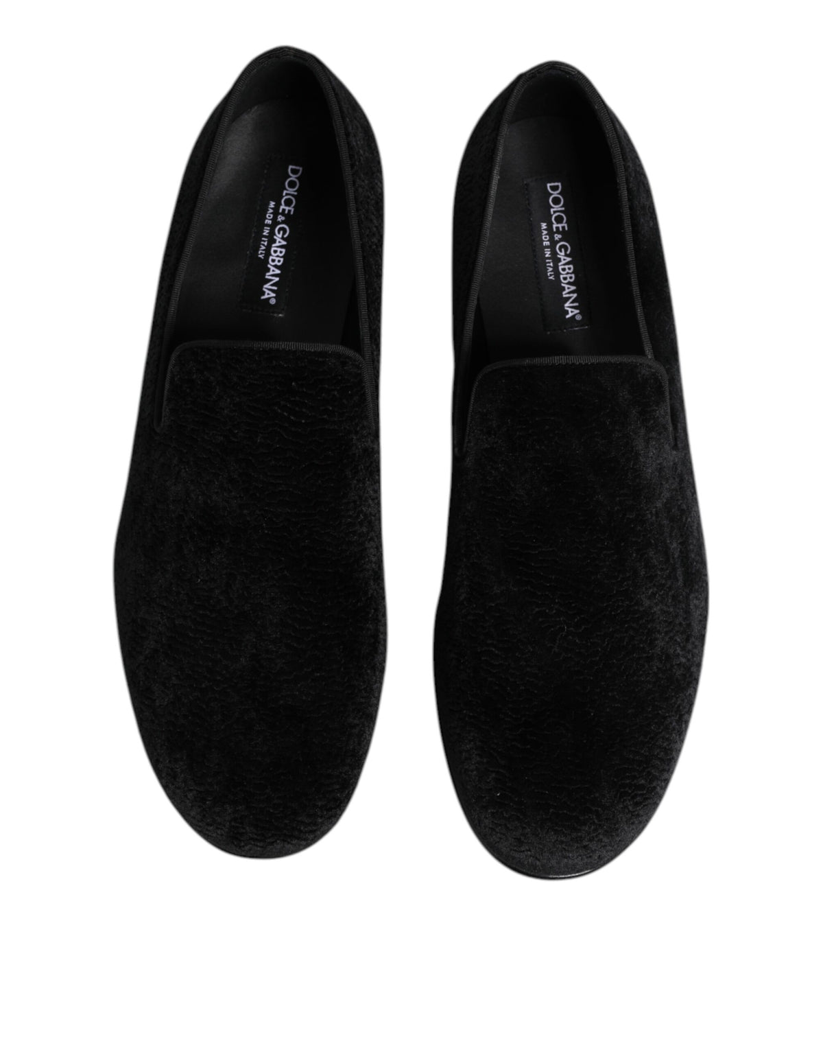 Dolce & Gabbana Black Jacquard Loafers Formal Men Dress Shoes