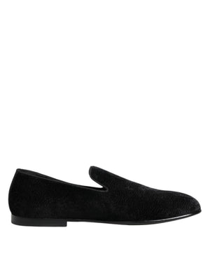 Dolce & Gabbana Black Jacquard Loafers Formal Men Dress Shoes