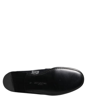 Dolce & Gabbana Blue Logo Cotton Loafers Formal Dress Shoes