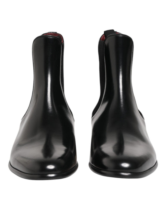 Dolce & Gabbana Black Chelsea Slip On Mid Calf Boots Shoes