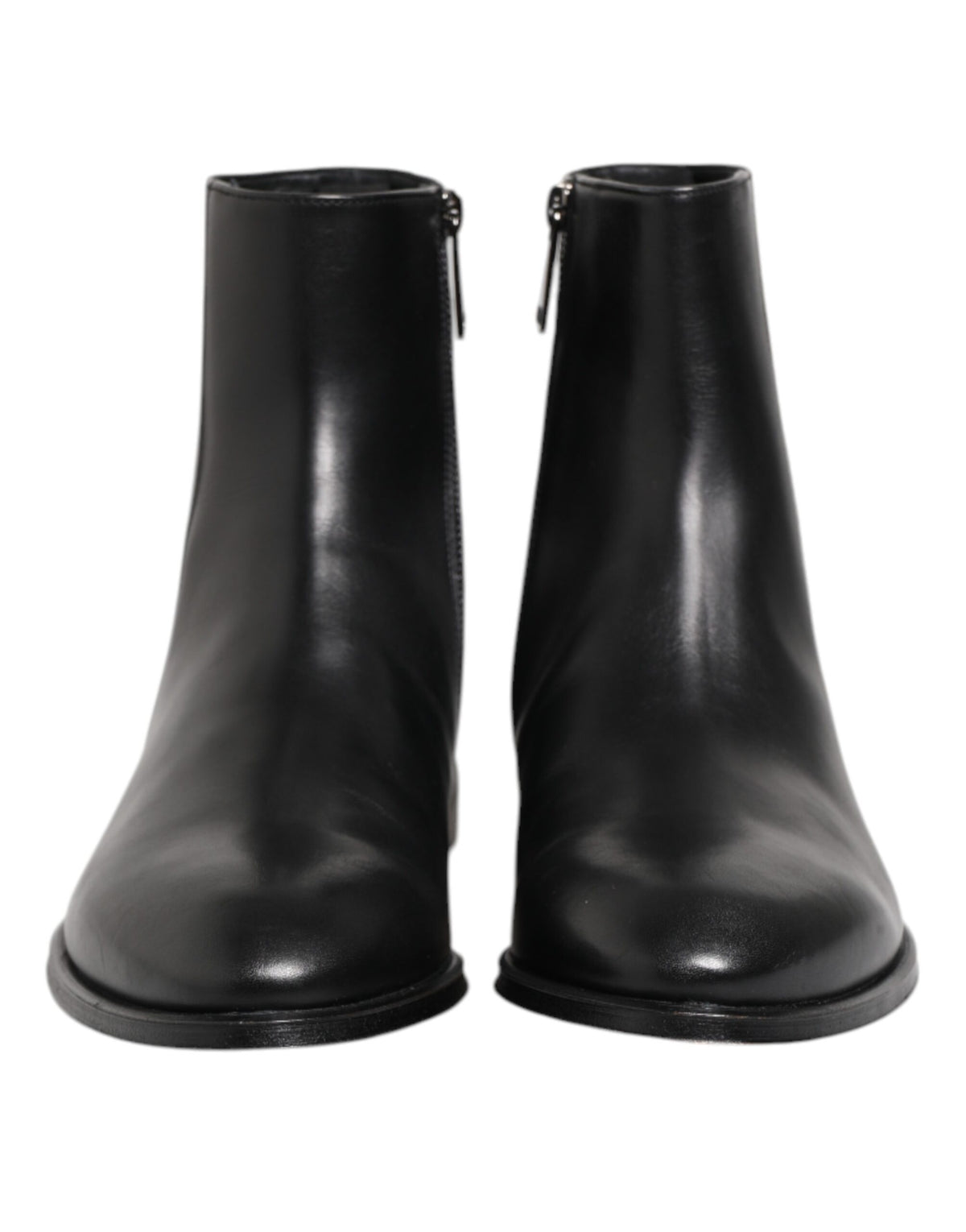 Dolce & Gabbana Black Leather Mid Calf Men Boots Shoes