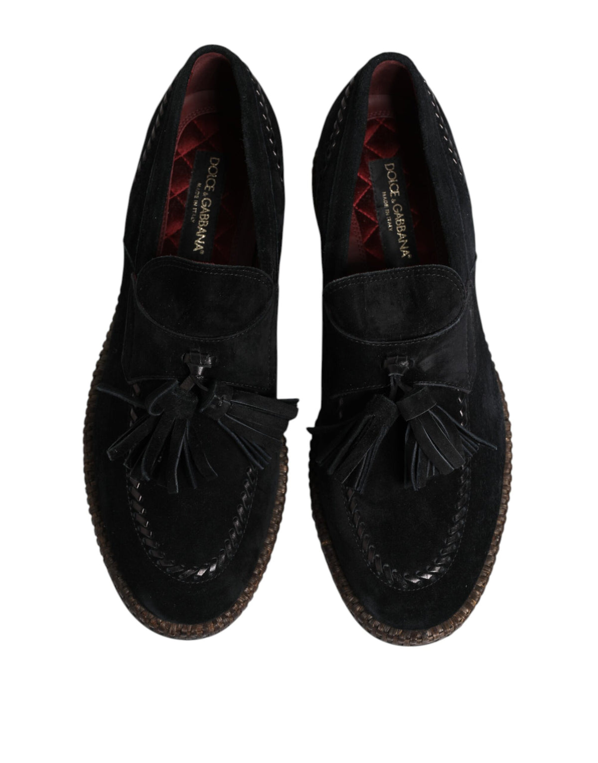 Dolce & Gabbana Black Suede Tassel Embellished Loafers Shoes