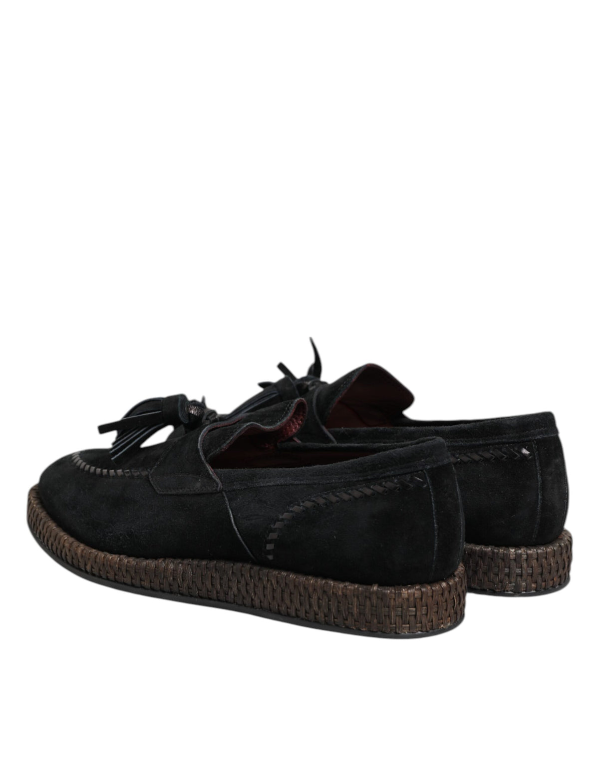 Dolce & Gabbana Black Suede Tassel Embellished Loafers Shoes