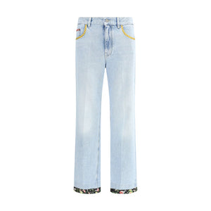 Valentino Light Blue Cotton Straight-Leg Jeans