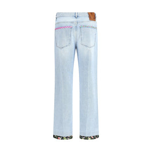 Valentino Light Blue Cotton Straight-Leg Jeans