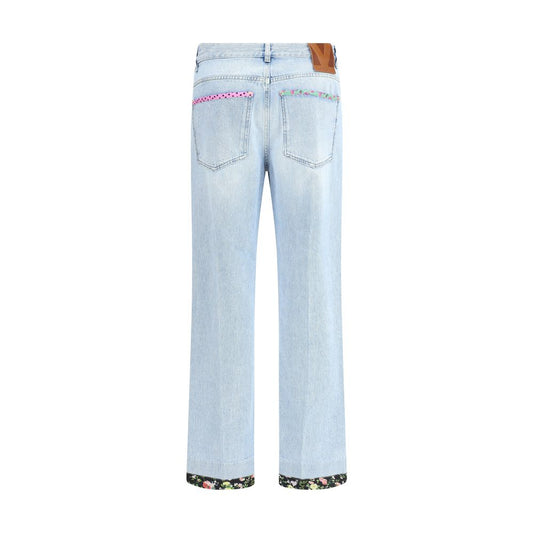 Valentino Light Blue Cotton Straight-Leg Jeans
