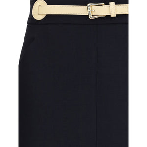 Valentino Black Fleece Wool Midi Skirt
