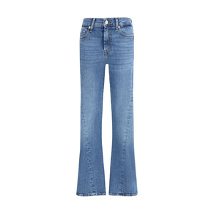 7FOR Blue Cotton Flared Jeans