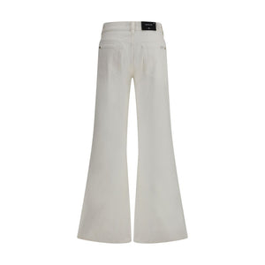 7FOR Cream Cotton Flared Jeans