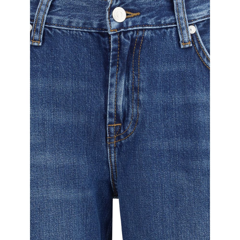 7FOR Blue Cotton Flared Jeans