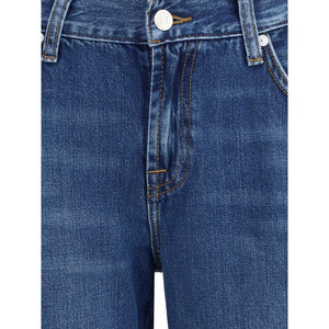 7FOR Blue Cotton Flared Jeans