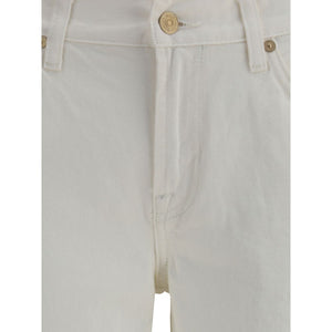 7FOR Cream Cotton Flared Jeans