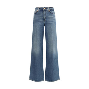 7FOR Blue Cotton Flared Jeans