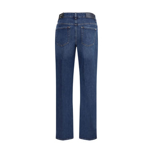 7FOR Blue Cotton Straight-Leg Jeans