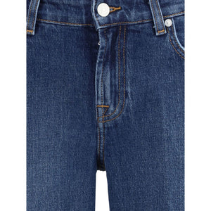 7FOR Blue Cotton Straight-Leg Jeans