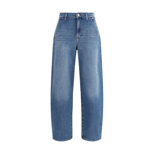 7FOR Light Blue Cotton Relaxed Fit Jeans