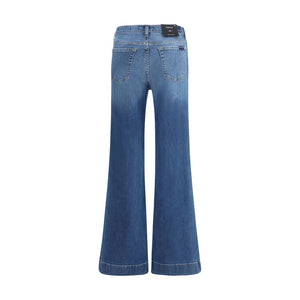 7FOR Blue Cotton Flared Jeans