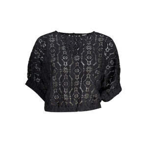 Desigual "Black Polyester Women Blouse with Contrasting Elastic Waistband"