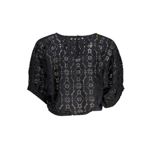 Desigual "Black Polyester Women Blouse with Contrasting Elastic Waistband"