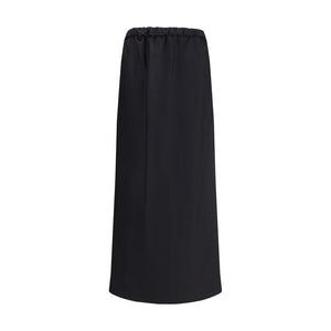 The Row Black Cotton Midi Skirt