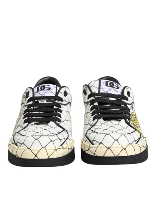 Dolce & Gabbana White Logo Print Low Top Men Sneakers Shoes