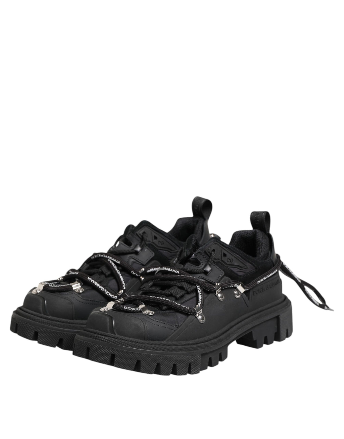 Dolce & Gabbana Black Low Top Lace Up Trekking Sneakers Shoes