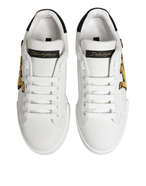 Dolce & Gabbana White Crown Patch Portofino Men Sneakers Shoes