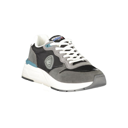 Blauer Black Leather Men Sneaker