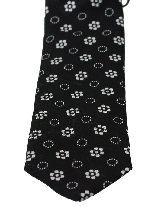 Dolce & Gabbana Black 100% Silk Floral Print Print Classic Tie