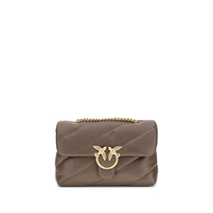 PINKO Brown Calf Leather Bos Taurus Shoulder Bag