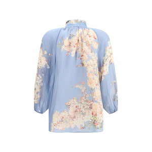 Zimmermann Light Blue Ramie Blouse