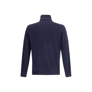 Brunello Cucinelli Blue Fleece Wool Turtleneck