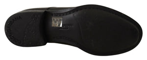Dolce & Gabbana Black Lace Up Leather Men Formal Derby Shoes