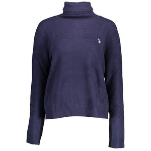 U.S. POLO ASSN. "Blue Acrylic Women Sweater with Turtleneck Detail"