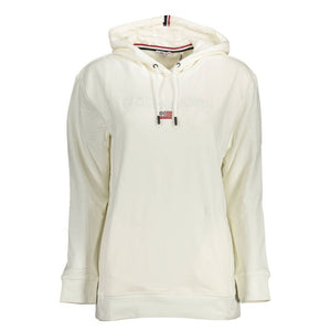 U.S. POLO ASSN. White Cotton Women Sweater with Hood and Pockets