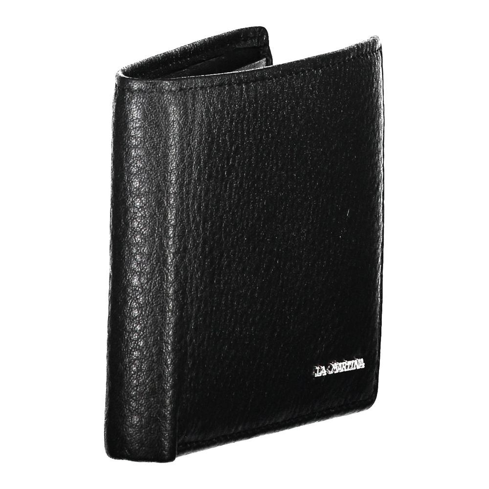 La Martina Black Leather Men's Wallet Holder