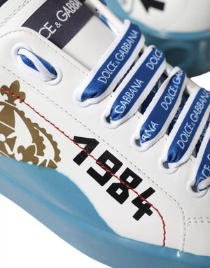 Dolce & Gabbana Blue White Printed Portofino Melt Sneakers