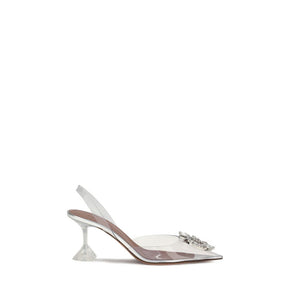 Amina Muaddi Silver Polyethylene Platform Pumps