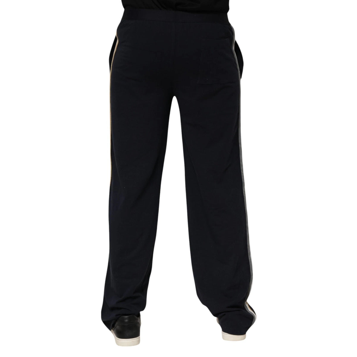 Dolce & Gabbana Black Modal Spandex Straight Logo Trouser Pants