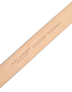 Dolce & Gabbana Metallic Leather Silver Tone Logo Buckle Belt