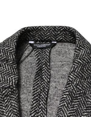 Dolce & Gabbana Black White Double Breasted Men Suit Blazer