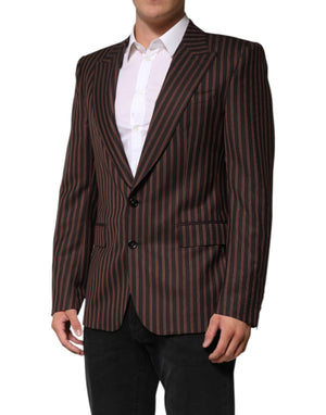 Dolce & Gabbana Black Brown Stripe Single Breasted Blazer